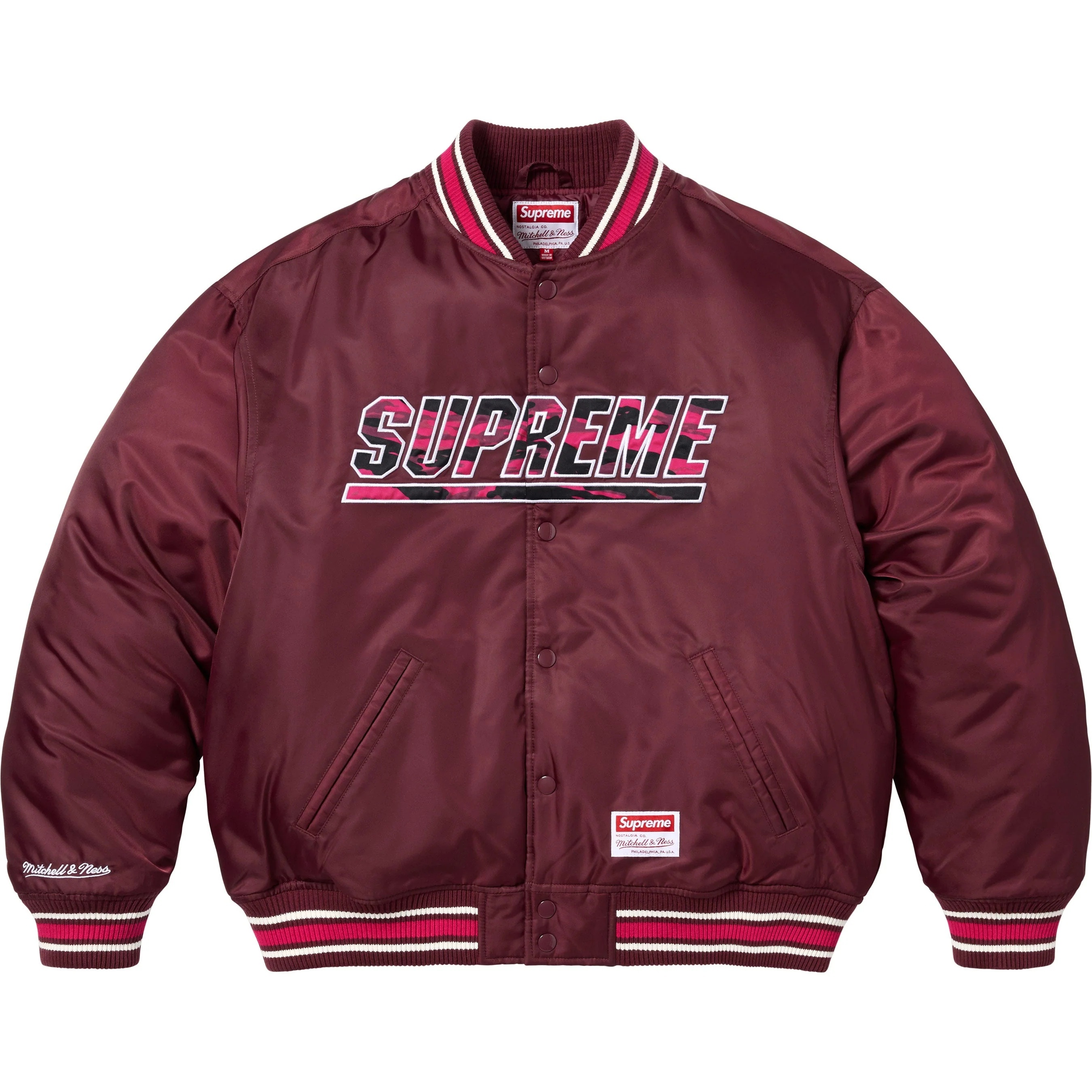 Supreme®/Mitchell & Ness® Camo Logo Varsity Jacket view 14